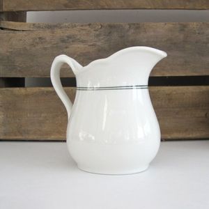 Creamer Milk Pitcher Scalloped Lip Double Green Stripe McNichol Restaurant Ware